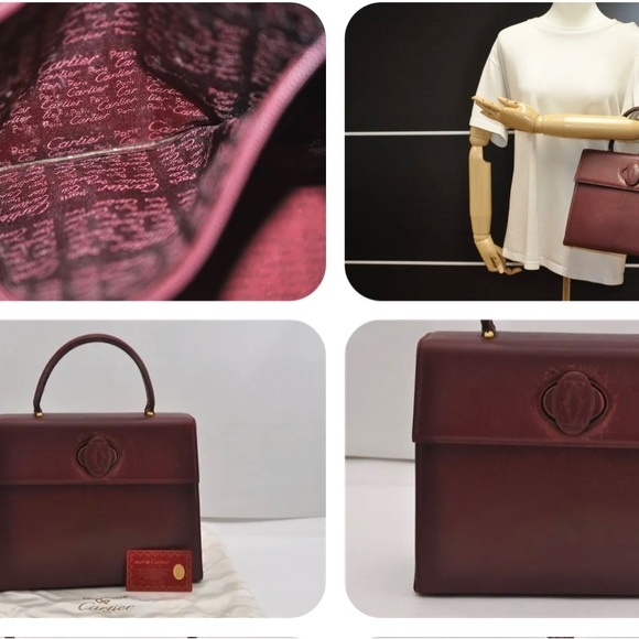 Cartier Must line Bordeaux leather burgundy W  authenticity card and wallet - Picture 7 of 15
